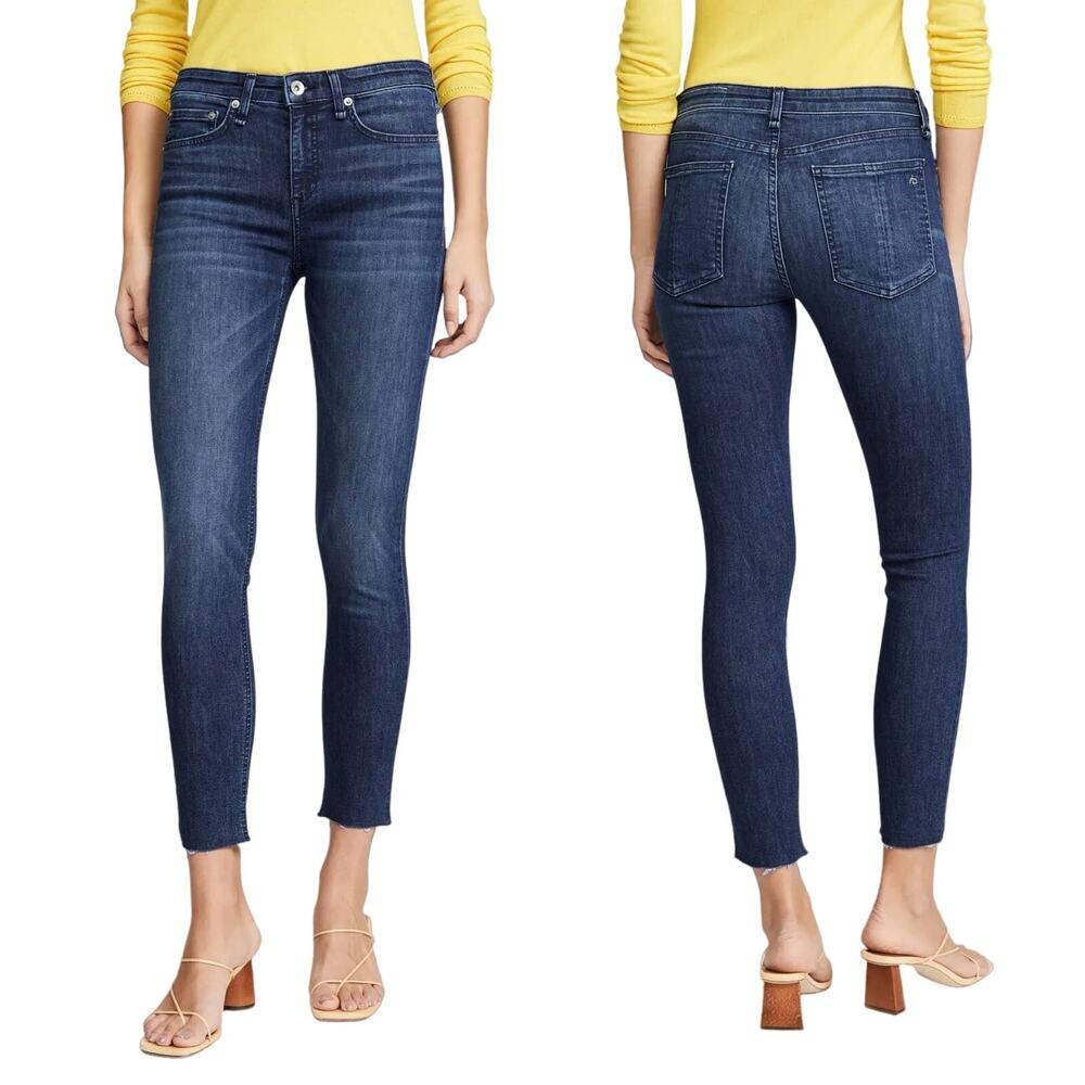 Rag & Bone Cate Mid Rise Skinny Ankle In Kensington Dark Wash Slim Crop Size 26